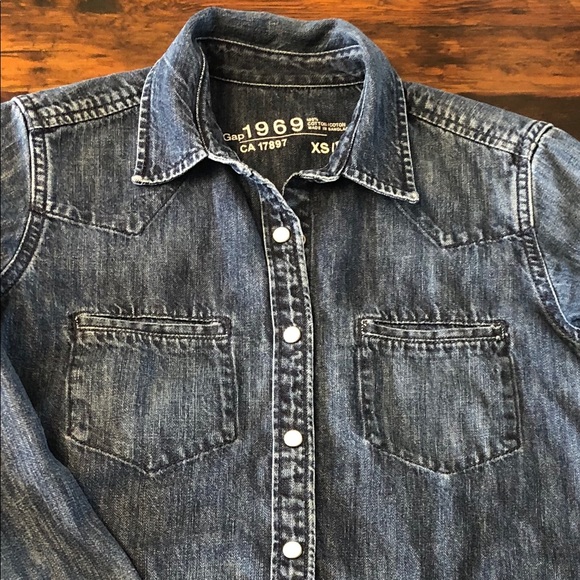 GAP dark Denim Shirt XS 1969 Collection - Picture 8 of 15